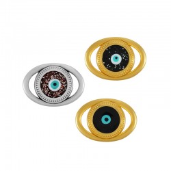 Zamak Connector Oval w/ Evil Eye & Enamel 14x10mm