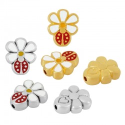 Zamak Slider Daisy Ladybug w/ Enamel 6x17mm (Ø2mm)