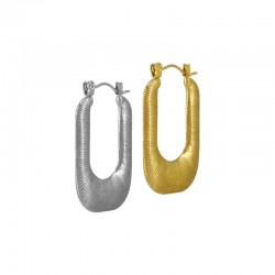 Stainless Steel 304 Earring Rectangle w/ Lines 20.4x29mm
