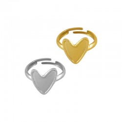 Bague en Acier Inoxydable 304 en Forme de cœur 14 x 17 mm