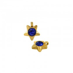 Stainless Steel 316 Charm Star w/ Blue Crystal 8mm