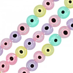 Murano Glass Bead Round w/ Evil Eye 8mm (Ø~0.7mm) (~48pcs)