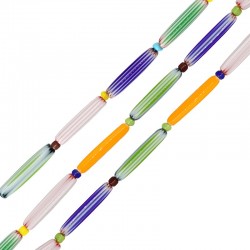 Murano Style Glass Bead Tube 6x30mm Ø~1.2mm (~13pcs)