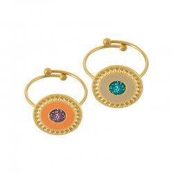 Stainless Steel 304 Ring Round w/ Circles & Enamel 14mm