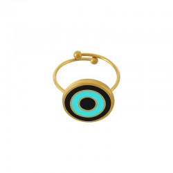 Stainless Steel 304 Ring Round w/ Circles & Enamel 14mm