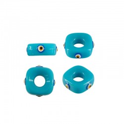 Acrylic Bead Washer Square w/ Evil Eye 14x5mm (Ø5.2mm)