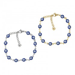 Stainless Steel 304 Bracelet w/ Evil Eye Enamel &Clasp 200mm