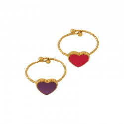 Stainless Steel 304 Ring Heart w/ Enamel 9.3x10mm