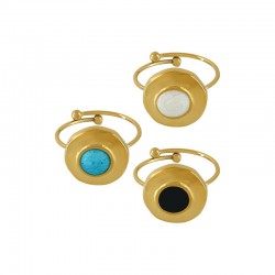 Stainless Steel 304 Ring Round Irregular w/ Enamel 14mm