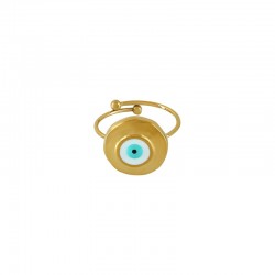 Stainless Steel 304 Ring Round w/ Evil Eye & Enamel 14mm