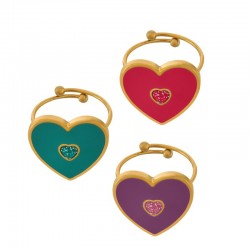 Stainless Steel 304 Ring Heart w/ Enamel 18x18.3mm