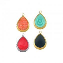 Stainless Steel 304 Charm Drop w/ Enamel 13x16mm