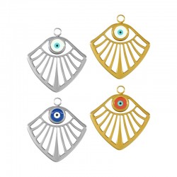 Stainless Steel 304 Charm w/ Evil Eye & Enamel 20x19mm
