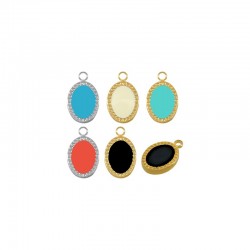 Stainless Steel 304 Charm Oval w/ Enamel 7x9mm