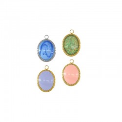 Stainless Steel 304 Charm Oval w/ Enamel 9x10mm