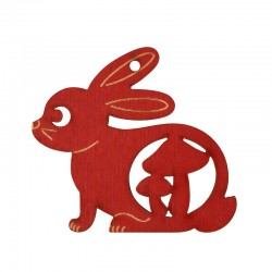 Pendentif Lapin en Bois 60x56mm