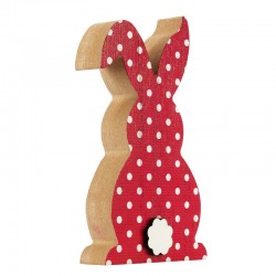 Wooden Deco Bunny w/ Polka Dots 160x134mm