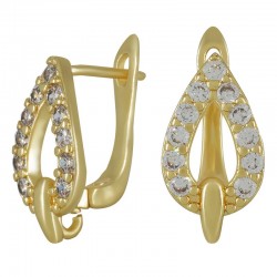 Brass Earring Hoop w/ Loop & Zircon 17x11mm