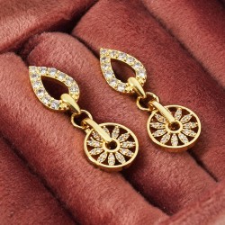 Orecchini a Cerchio in Ottone con Anello e Zircone 17X11 mm