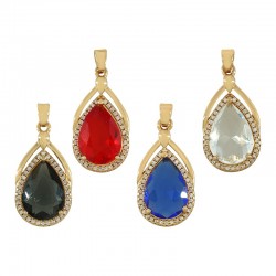 Brass Drop Setting w/ Glass Stone & Strass 13x22mm
