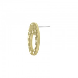 Zamak Earring Oval Hammered w/ Hole 10x17mm