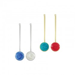 Brass Pendant Bar w/ Round & Enamel 12x48mm