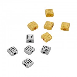 Zamak Bead Square Flatened 6.5mm Ø1.6mm