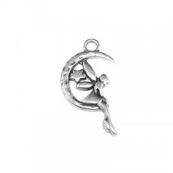 Pendentif Fée-Lune en Métal/Zamak 15x22mm