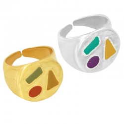 Brass Ring w/ Enamel 14x18mm