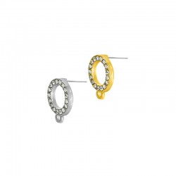  Orecchino in Zama Cerchio con Strass 12mm