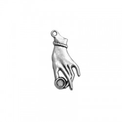 Ciondolo in Zama Mano 17x34mm con Base per Cristallo SS20