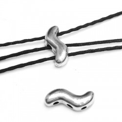Perle "S" avec 3 trous en Métal/Zamak, 12x5mm (Ø 1,2mm)