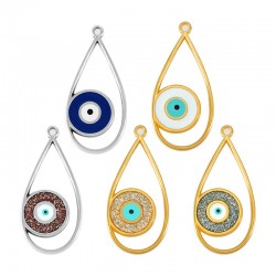 Zamak Pendant Drop w/ Evil Eye & Enamel 17x30mm
