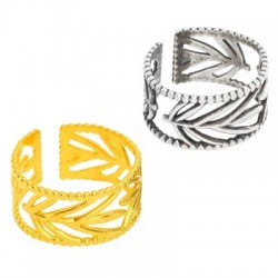 Brass Ring Leaves 20x10mm