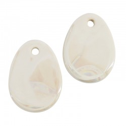 Ceramic Pendant Oval w/ Enamel 38x52mm