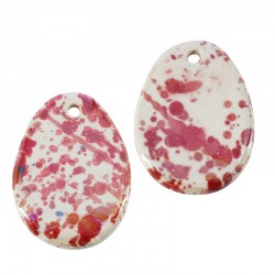 Ceramic Pendant Oval w/ Enamel 38x52mm
