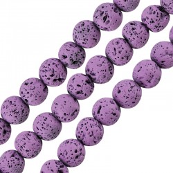 Λάβα Χάντρα Στρογγυλή Μωβ Ανοιχτό (~8mm) (Ø~0.6mm) (~46τμχ)