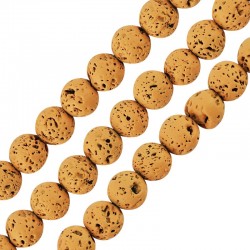 Lava Bead Round Mustard (~8mm) (Ø~0.6mm) (~46pcs)