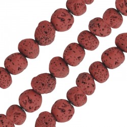 Lava Bead Irregular Pink 5x8mm (Ø~0.8mm) (~49pcs)