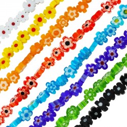 Millefiori Glass Bead Flower Round (~8mm) (~62pcs)