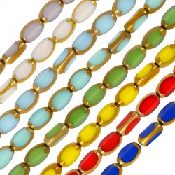 Glass Bead Tube Oval Opaque Plated 4x6mm (Ø~1mm) (~50pcs)