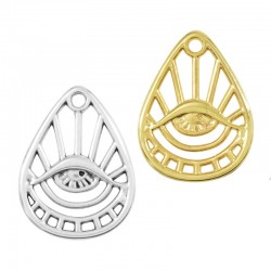 Zamak Pendant Drop w/ Evil Eye & Lines 26x34mm