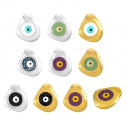 Zamak Charm Drop w/ Evil Eye & Enamel 11.2x13.6mm (Ø2mm)