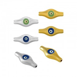 Zamak Tube w/ Evil Eye & Enamel 19.5x7.9mm (Ø1.5mm)