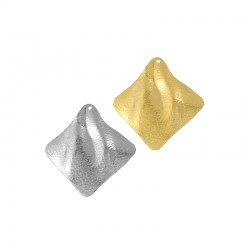 Brass Pendant Rhombus Hammered 32x34mm
