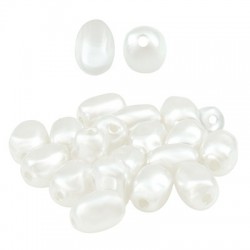 Pearl ABS Bead Tube Oval Irregular 9x6mm (Ø1.2mm)