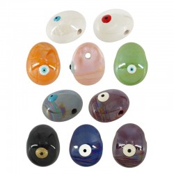 Ciondolo in Ceramica Ovale con Occhio Smaltato (~17x22mm) (Ø~1.8-2.2mm)