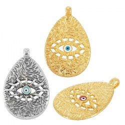 Zamak Pendant Drop w/ Evil Eye & Enamel 25x35mm