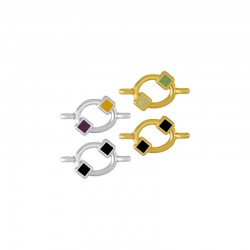 Zamak Connector Oval w/ Rhombus & Enamel 8.6x11mm