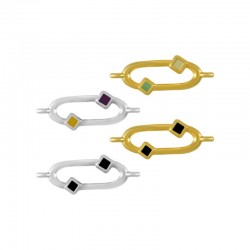 Zamak Connector Oval w/ Rhombus & Enamel 8.8x19.7mm
